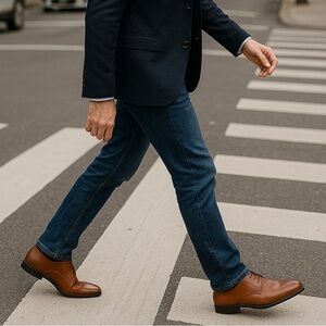 Perry Ellis Men’s Brown Leather Upper Dress Shoes Size 11 NWT
